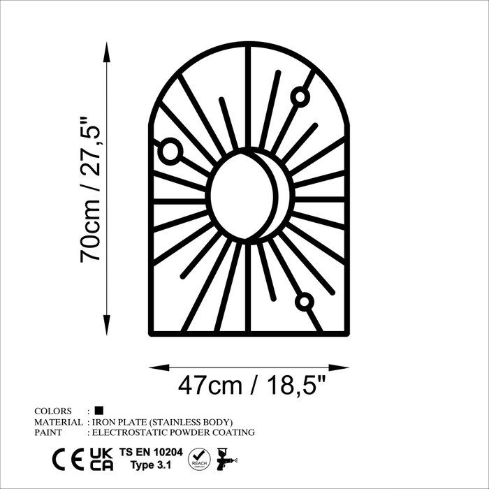 Wallity Window And Crescent - L Escultura de pared de metal negra Wallity Window And Crescent - L Escultura de pared de metal negra